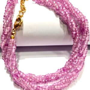 AAAA+ Baby Pink Sapphire Gemstone Beads Pink Sapphire 3 Strands Twisted Rope Necklace Light Pink Sapphire Necklace Sapphire Faceted Rondelle AAAA+ Baby Pink Sapphire Gemstone Beads Pink Sapphire 3 Strands Twisted Rope Necklace Light Pink Sapphire Necklace Sapphire Faceted Rondelle