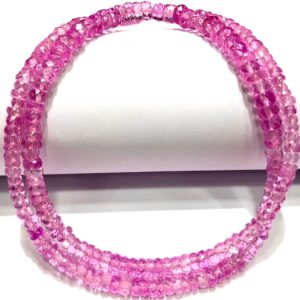 AAAA+ Baby Pink Sapphire Gemstone Beads 4-6mm Light Pink Sapphire Faceted Rondelle Beads 18” Beautiful Pink Sapphire Necklace Sapphire Jewel