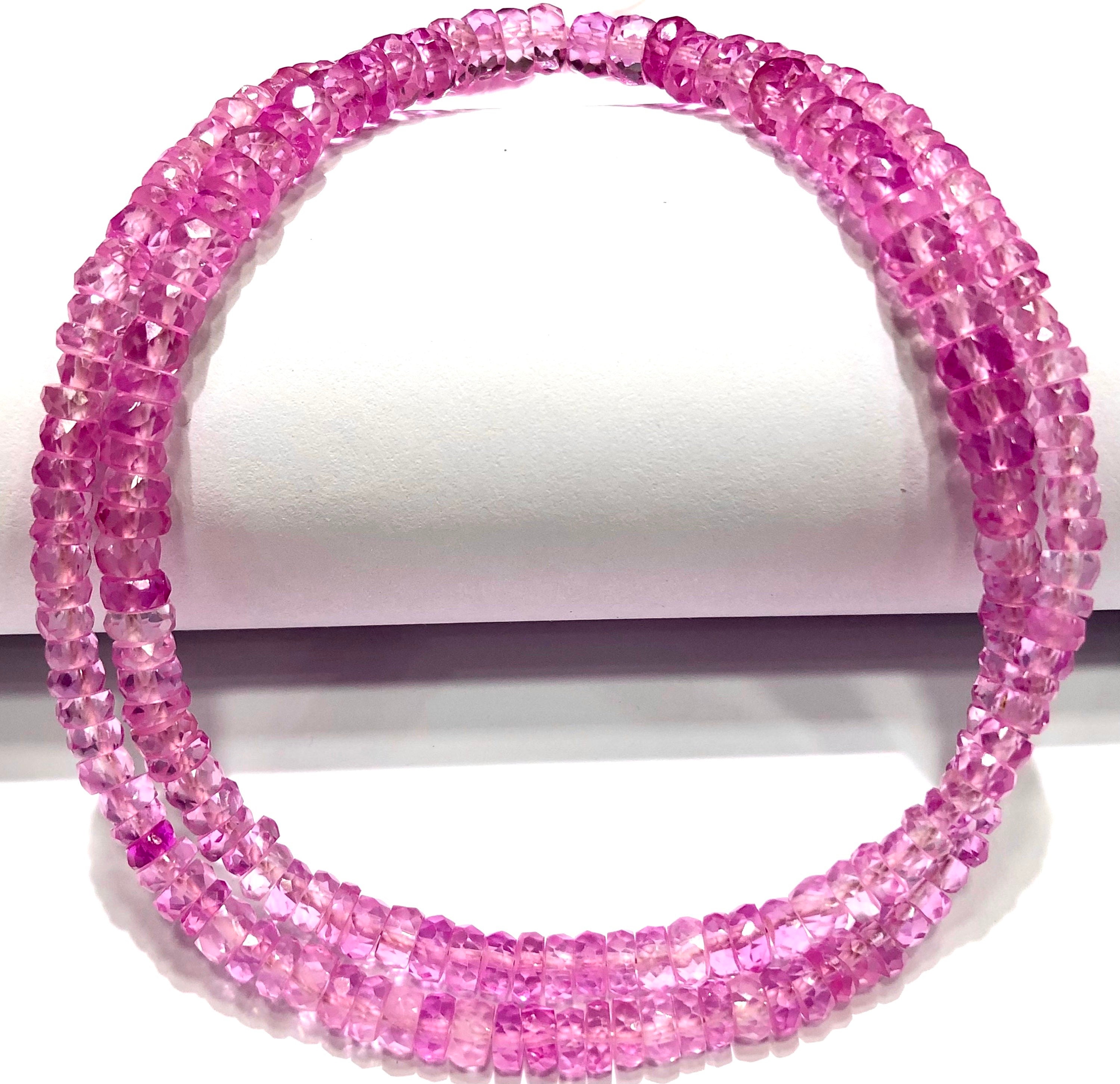 Aaaa+ Baby Pink Sapphire Gemstone Beads 4-6mm Light Pink Sapphire Faceted Rondelle Beads 18” Beautiful Pink Sapphire Necklace Sapphire Jewel