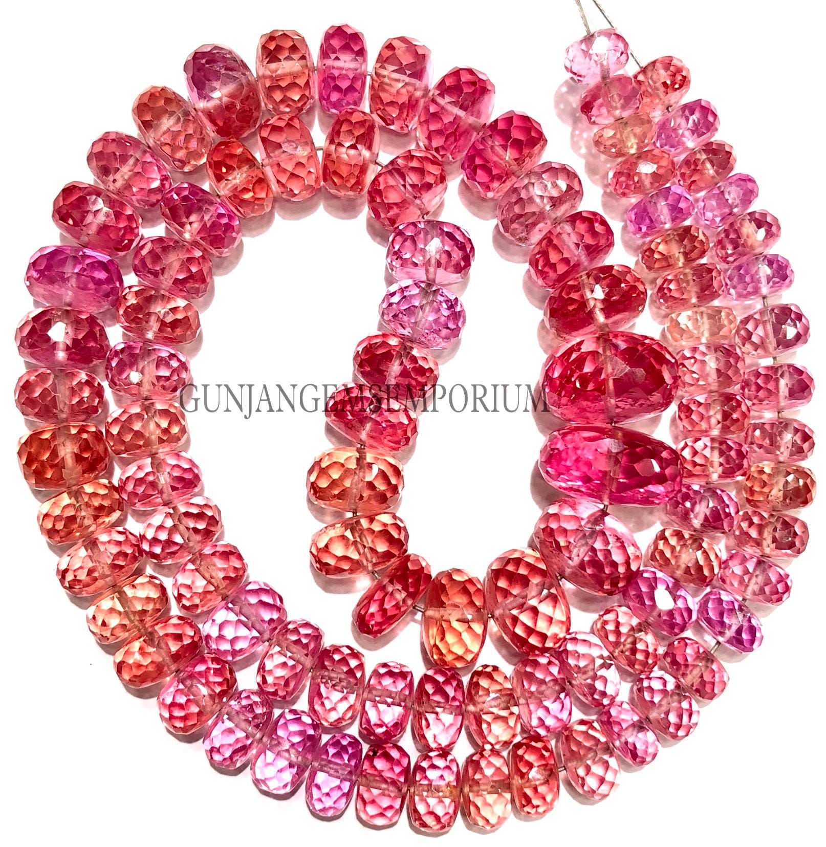Aaaa++ Beauty Pink Padparadscha Sapphire Beads Rare Peachish Pink Sapphire Faceted Beads Sapphire Gemstone Rondelle Beads 18” Necklace