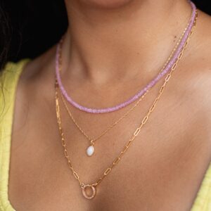 Pink Sapphire Necklace | AAAA+ pink sapphire necklace, [ENPM1515] Pink Sapphire beaded necklace | faceted sapphire, pink sapphire