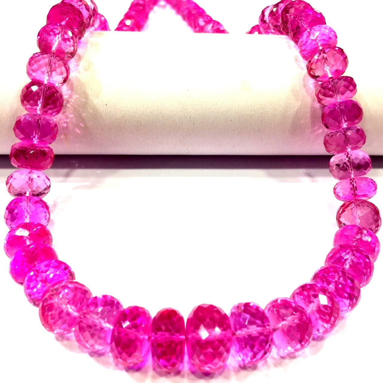 Aaaa+ Extremely Rare~pink Sapphire Faceted Rondelle Beads Far Size Pink Sapphire Gemstone Beads 7/10.mm Sapphire Beads Necklace Wholesale.