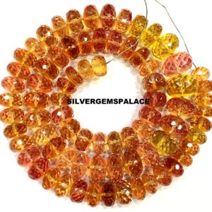 AAAA+ Padparadscha Sapphire Faceted Rondelle Beads Unique Orange Pink Sapphire Beads Necklace Gorgeous Sapphire Gemstone Beads 18” AAAA+ Padparadscha Sapphire Faceted Rondelle Beads Unique Orange Pink Sapphire Beads Necklace Gorgeous Sapphire Gemstone Beads 18”