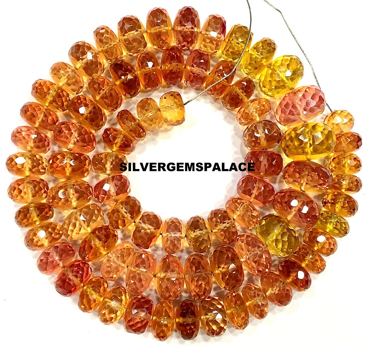 Aaaa+ Padparadscha Sapphire Faceted Rondelle Beads Unique Orange Pink Sapphire Beads Necklace Gorgeous Sapphire Gemstone Beads 18”