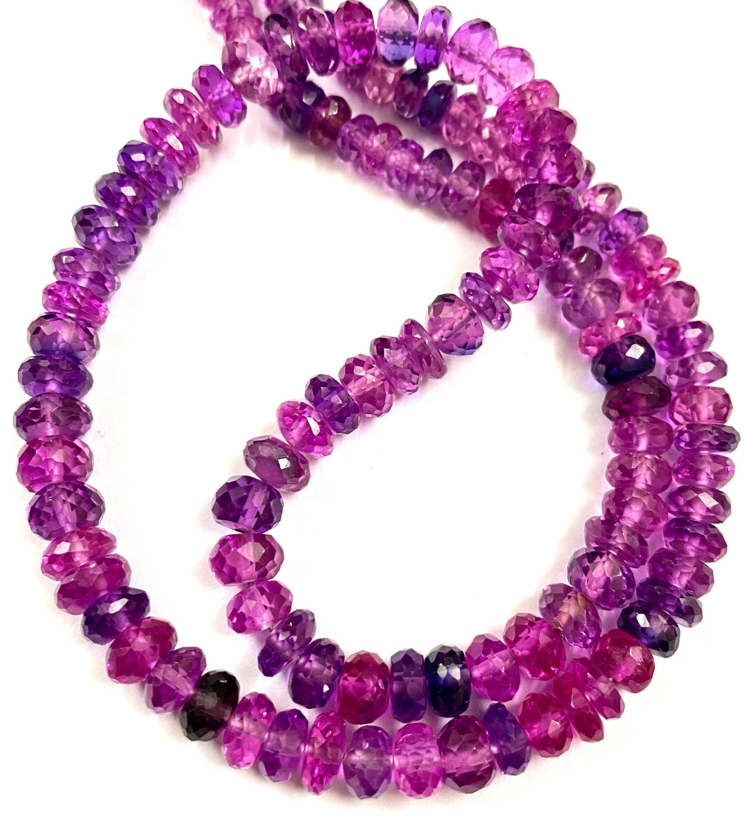 Aaaa++ Pinkish Purple Sapphire Necklace Beautiful Pink-purple Sapphire Faceted Rondelle Beads Pink Sapphire Faceted Gemstone Beads~wholesale
