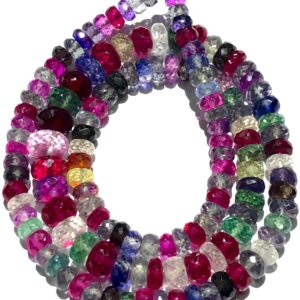 Aaaa++ Quality~~disco Multi Sapphire Gemstone Beads Multi Sapphire Rondelle Beads Multi Sapphire Faceted Beads Pink Sapphire Beaded Necklace