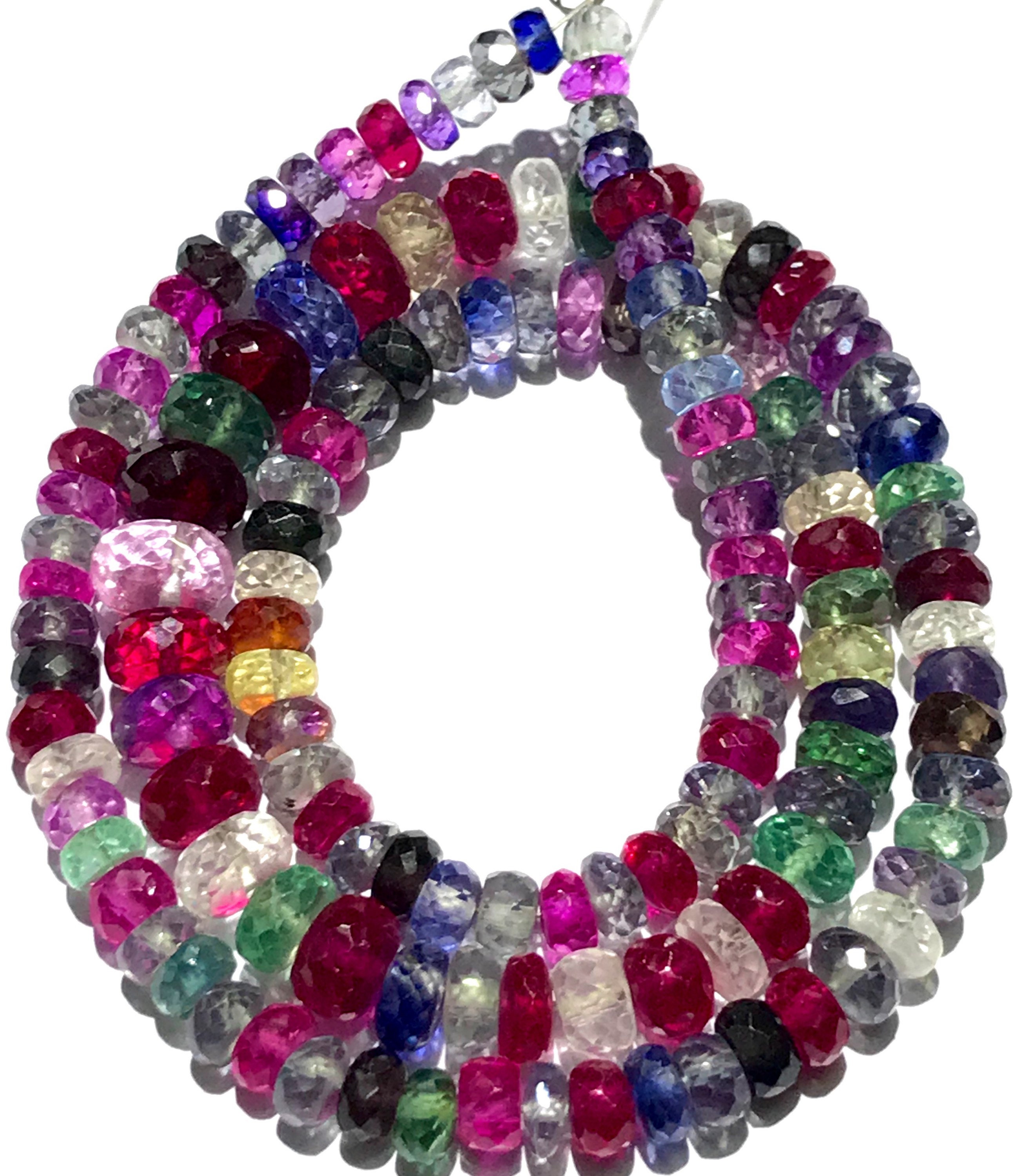 Aaaa++ Quality~~disco Multi Sapphire Gemstone Beads Multi Sapphire Rondelle Beads Multi Sapphire Faceted Beads Pink Sapphire Beaded Necklace