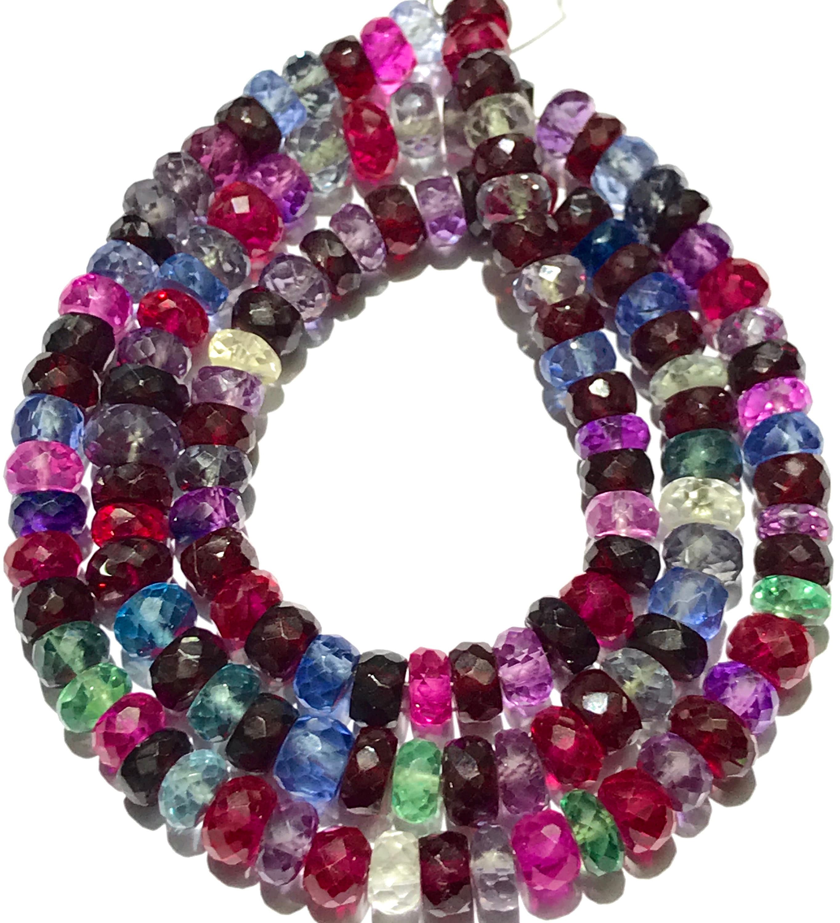 Aaaa++ Quality~~disco Multi Sapphire Gemstone Beads Multi Sapphire Rondelle Beads Multi Sapphire Faceted Beads Pink Sapphire Beaded Necklace