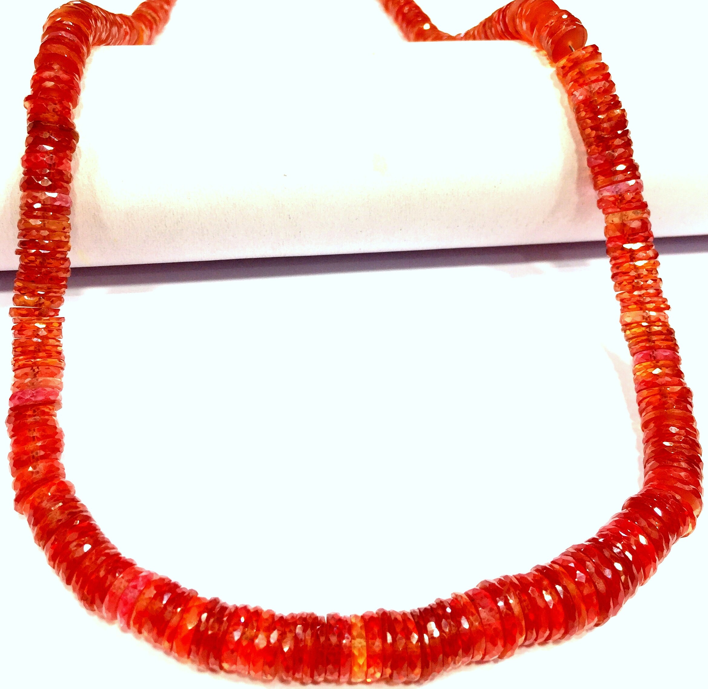 Aaaa+ Quality~extremely Rare~natural Padparadscha Pinkish Sapphire Faceted Tyre Beads Sapphire Gemstone Beads Pink Sapphire Beads Necklace.