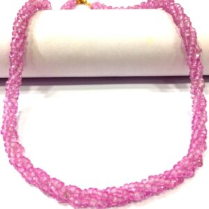 AAAA++ QUALITY~~Rare Pink Sapphire Beads Necklace Pink Sapphire Faceted Rondelle Beads Pink Sapphire Gemstone Twister Necklace Gift For Her. AAAA++ QUALITY~~Rare Pink Sapphire Beads Necklace Pink Sapphire Faceted Rondelle Beads Pink Sapphire Gemstone Twister Necklace Gift For Her.