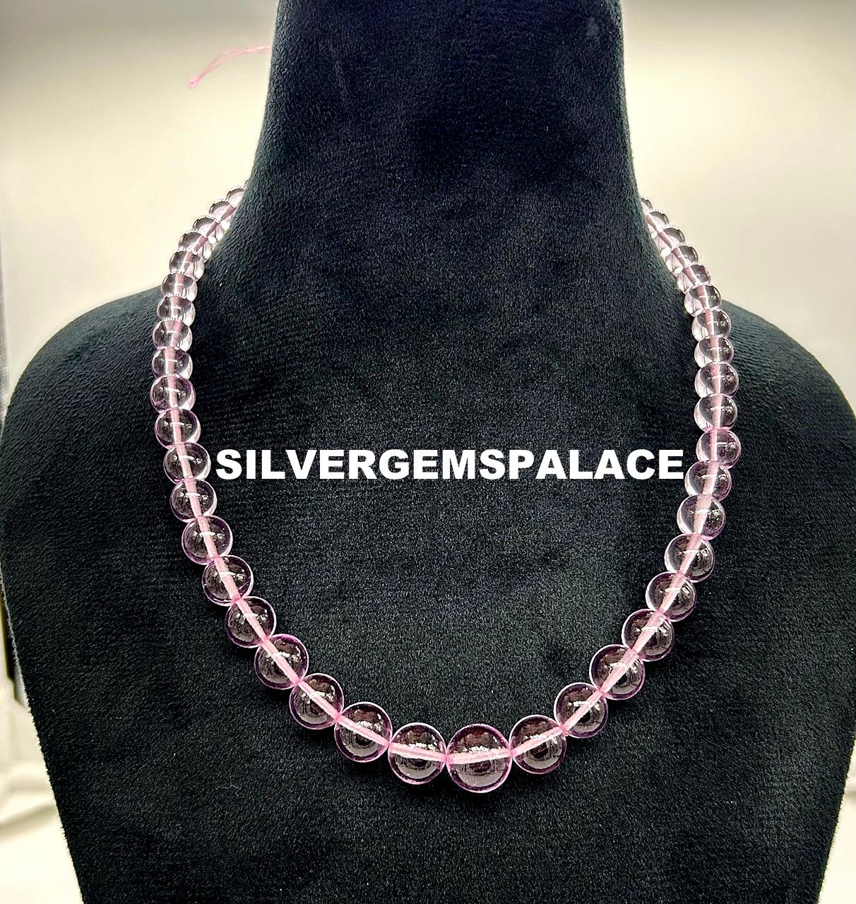 Aaaa+ Rare~pink Sapphire Smooth Round Ball Beads Sapphire Beads Necklace Polished Beads Necklace Light Pink Sapphire Round Gemstone Beads.