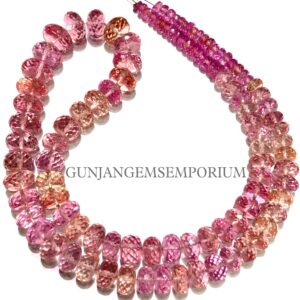AAAA++ So GORGEOUS~~Pink Padparadscha Sapphire Faceted Rondelle Beads Pink Sapphire Beads Peach Sapphire Rondelle Sapphire Necklace Gemstone