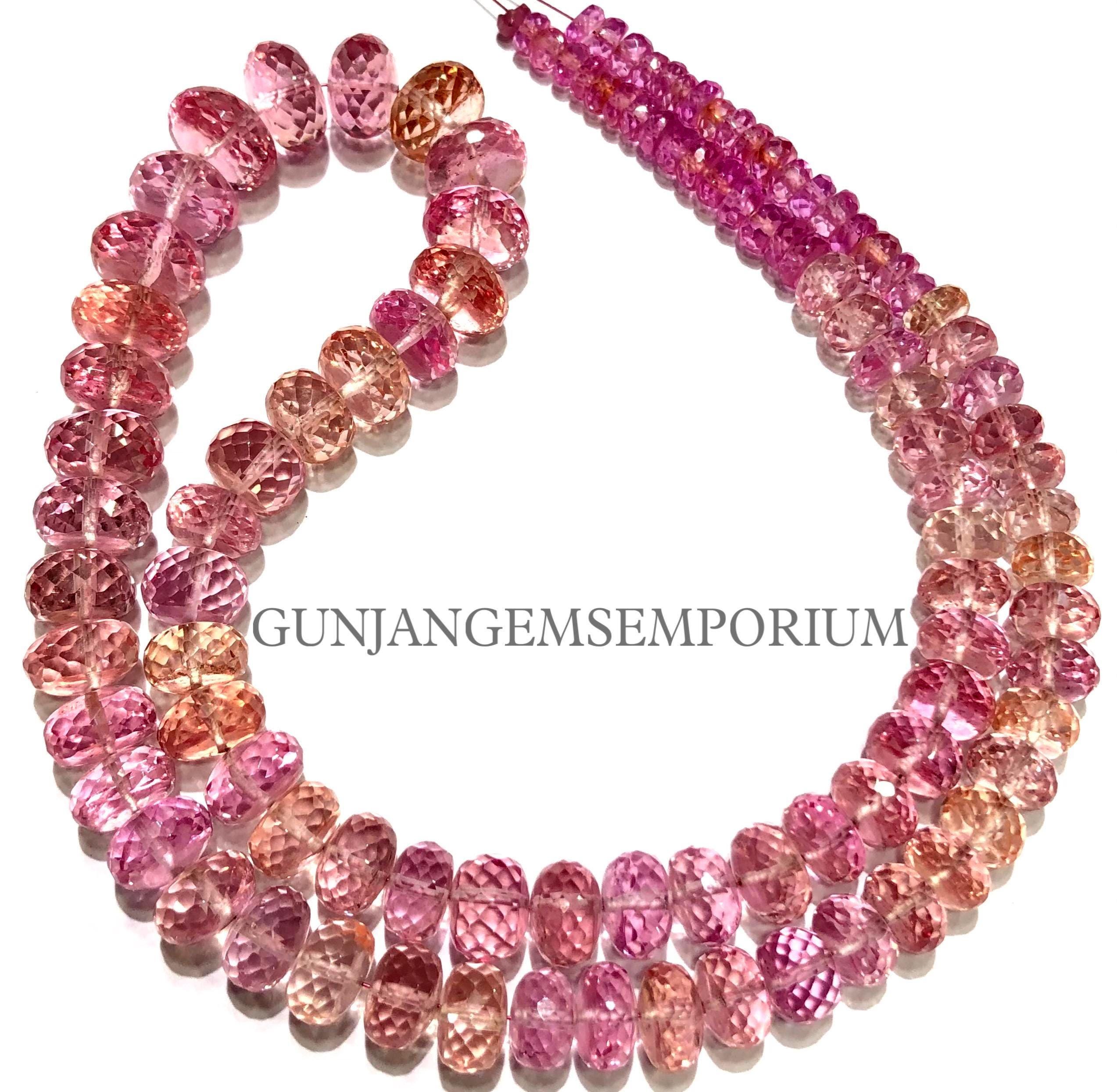 Aaaa++ So Gorgeous~~pink Padparadscha Sapphire Faceted Rondelle Beads Pink Sapphire Beads Peach Sapphire Rondelle Sapphire Necklace Gemstone