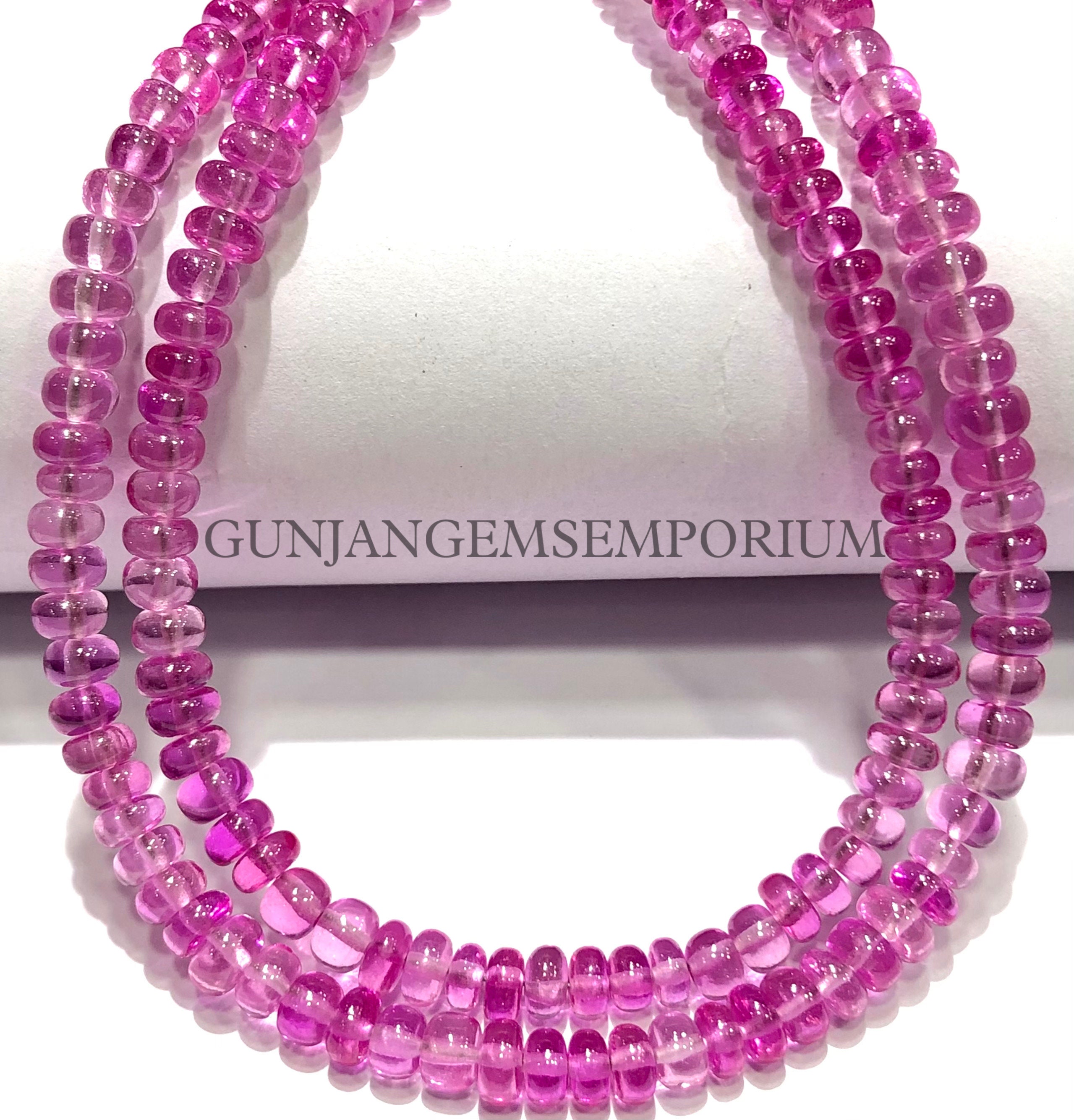 Pink Sapphire Bead~~aaa+ Rare Pink Sapphire Smooth Rondelle Beads 4-6mm Sapphire Rondelle Smooth Sapphire Gemstone Beads Sapphire Necklace