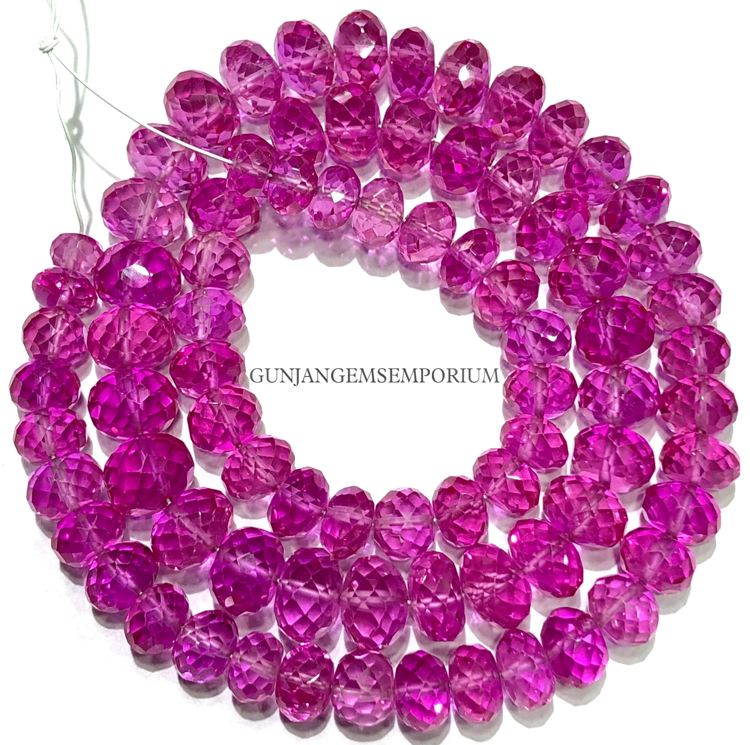 Pink Sapphire Beads Aaaa+ Quality 6-9mm Pink Sapphire Faceted Rondelle Beads Sapphire Gemstone Beads Faceted Beads Faceted Sapphire Necklace