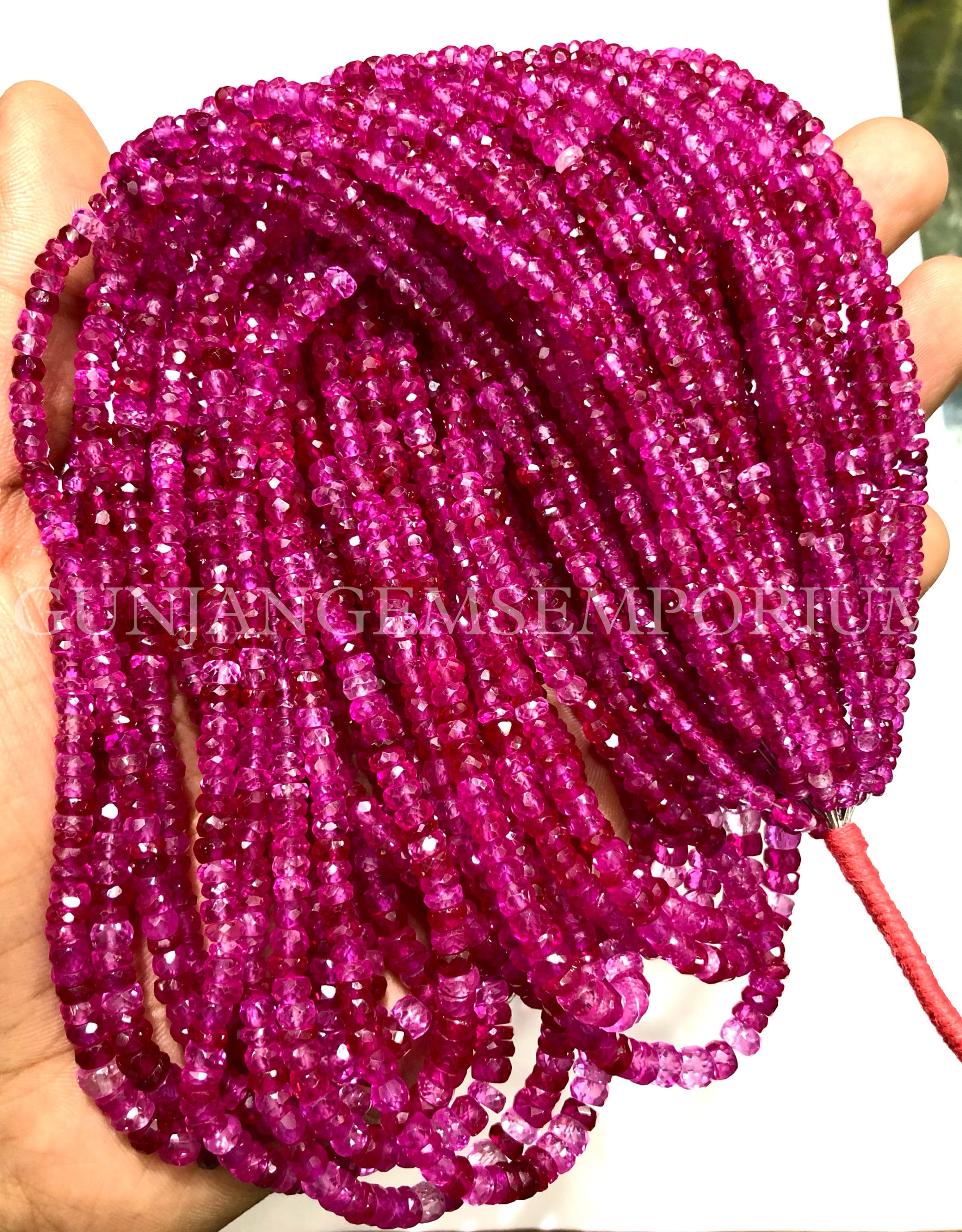 Beautiful~~aaaa+ Dark Pink Sapphire Faceted Rondelle Beads Pink Sapphire Rondelle Faceted Beads 4-6mm Sapphire Beads Sapphire Stone Necklace