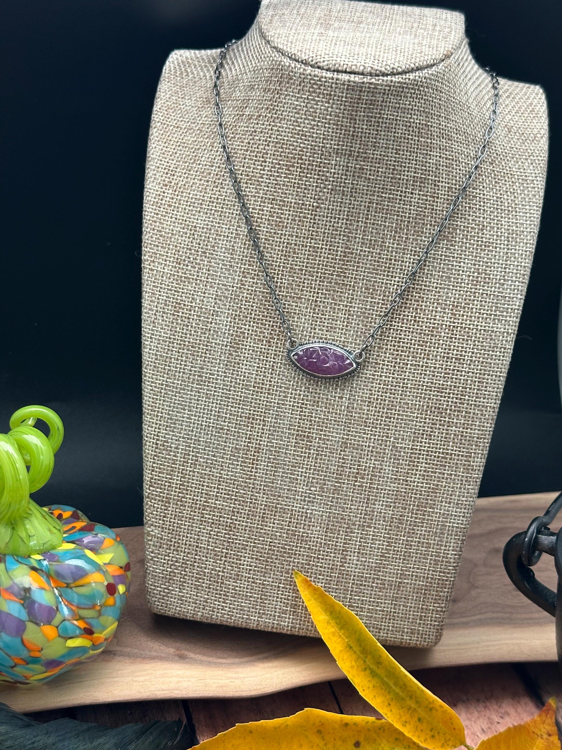 Carved Pink Sapphire Artisan Necklace