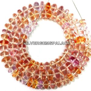 Extremely Beautiful~AAAA+ Padparadscha Sapphire Smooth Rondelle Beads Peachy Pink Sapphire Beads Necklace 22 Inches Long Unique Necklace. Extremely Beautiful~AAAA+ Padparadscha Sapphire Smooth Rondelle Beads Peachy Pink Sapphire Beads Necklace 22 Inches Long Unique Necklace.