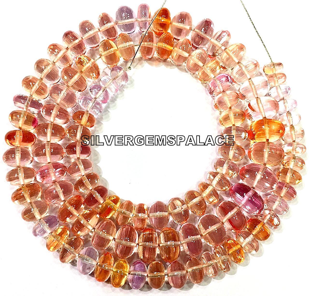 Extremely Beautiful~aaaa+ Padparadscha Sapphire Smooth Rondelle Beads Peachy Pink Sapphire Beads Necklace 22 Inches Long Unique Necklace. Extremely Beautiful~aaaa+ Padparadscha Sapphire Smooth Rondelle Beads Peachy Pink Sapphire Beads Necklace 22 Inches Long Unique Necklace.