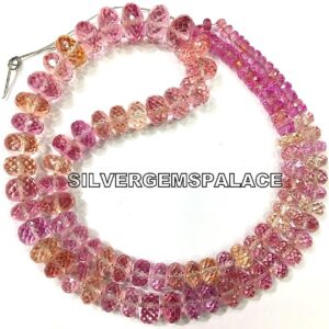 Extremely Beautiful~AAAA+ Padparadscha Pink Sapphire Faceted Rondelle Beads Sparkle Sapphire Gemstone Beads Pink Grapefruit Beads Necklace. Extremely Beautiful~AAAA+ Padparadscha Pink Sapphire Faceted Rondelle Beads Sparkle Sapphire Gemstone Beads Pink Grapefruit Beads Necklace.