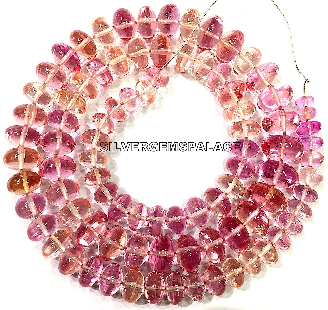 Extremely Beautiful~aaaa+ Padparadscha Pink Sapphire Smooth Rondelle Beads Sparkle Sapphire Gemstone Beads Pink Grapefruit Beads Necklace.