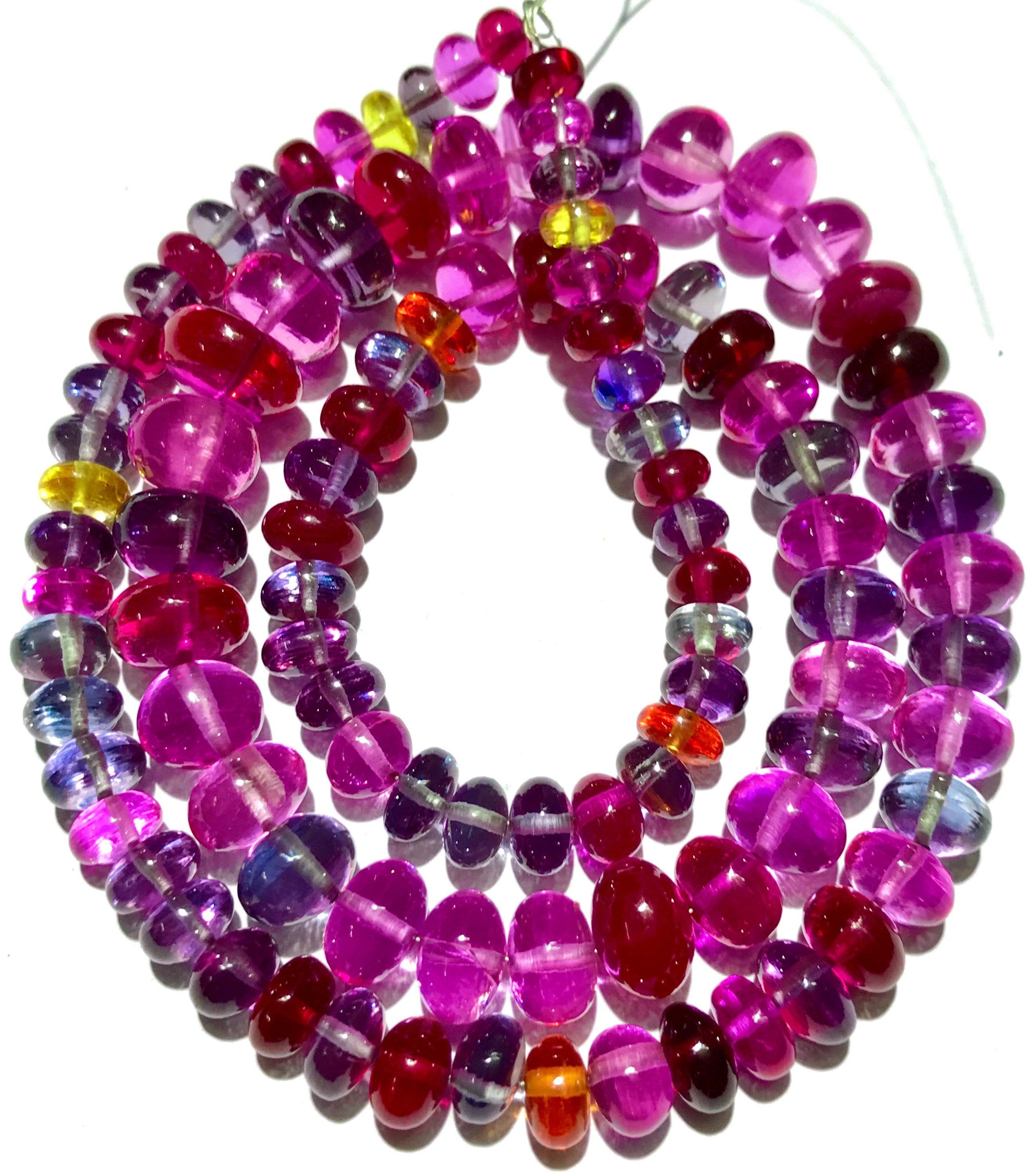 Extremely Gorgeous~~sparkling Multi Pink Sapphire Smooth Rondelle Bead Multi Sapphire Gemstone Beads Multi Colour Stone Smooth Bead Necklace