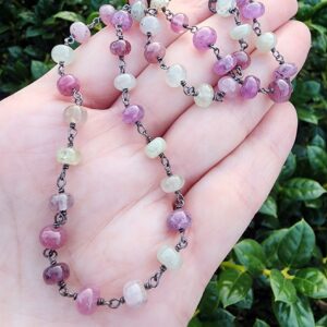 Sapphire Gemstone Necklace Oxidized Sterling Silver, 16 Inch Choker Necklace, Pink Sapphire, Green Sapphire, Layering Gemstone Necklace Sapphire Gemstone Necklace Oxidized Sterling Silver, 16 Inch Choker Necklace, Pink Sapphire, Green Sapphire, Layering Gemstone Necklace