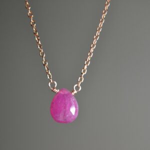 Pink Sapphire Necklace In Sterling Silver, 14k Gold // September Birthstone // 5th Anniversary // Minimalist Sapphire // Sapphire Briolette Pink Sapphire Necklace In Sterling Silver, 14k Gold // September Birthstone // 5th Anniversary // Minimalist Sapphire // Sapphire Briolette