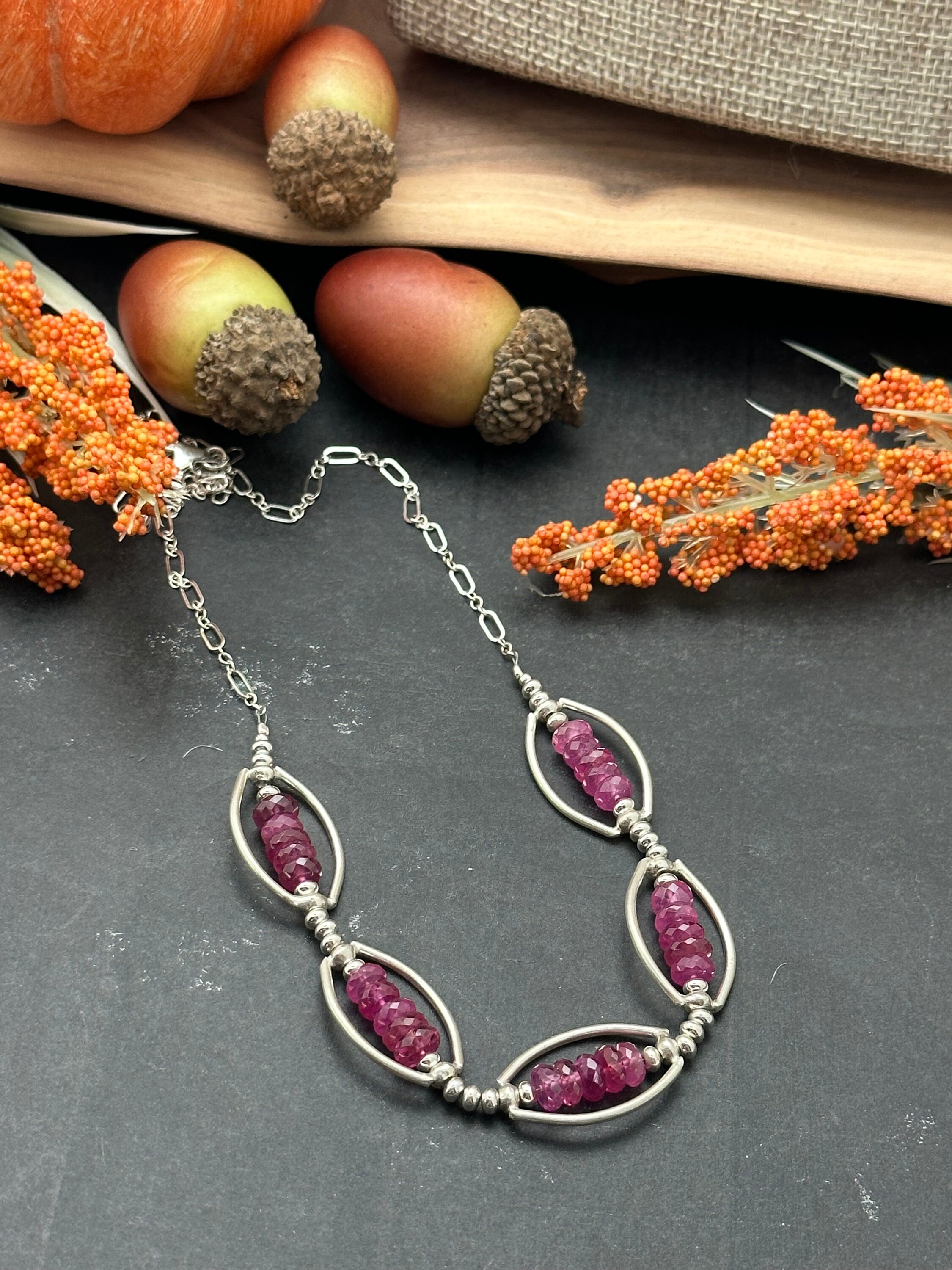Pink Sapphire Multi Stone Necklace