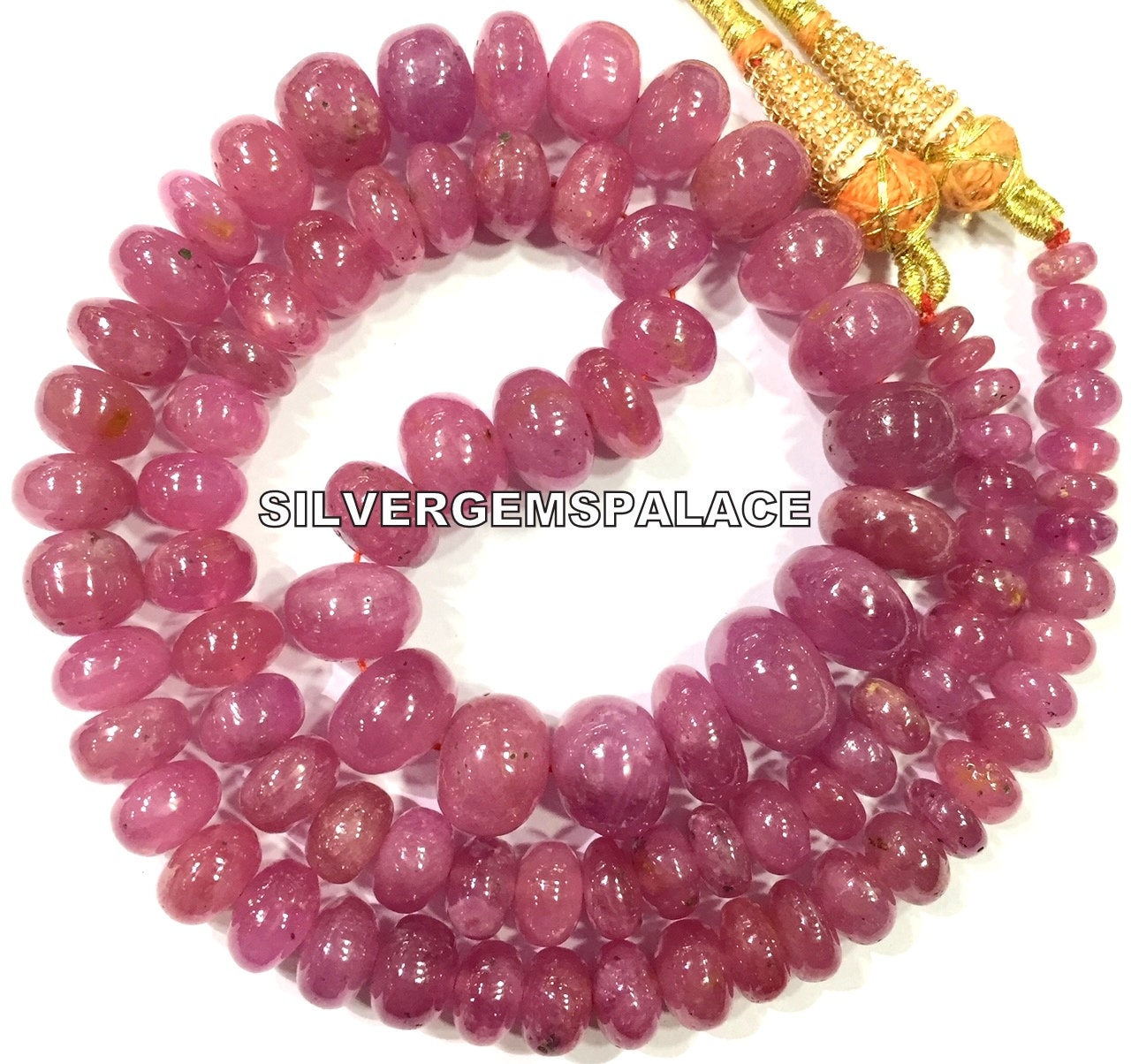 Natural Pink Sapphire Beads Necklace Smooth Pink Sapphire Rondelle Beads Great Luster Pink Sapphire Gemstone Beads Pretty Necklace.