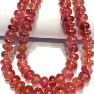 Rarest~~aaaa+ Padparadscha Pink Sapphire Smooth Rondelle Beads Natural Pink Sapphire Gemstone Beads Padparadscha Sapphire Graduated Necklace