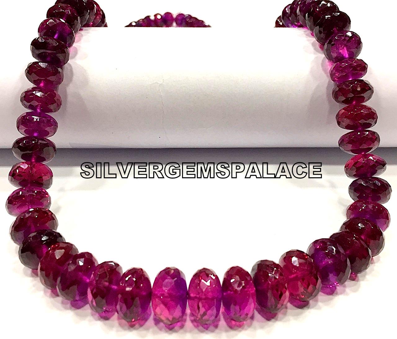 Rarest~aaaa+ Pinkish Sapphire Faceted Rondelle Beads Dark Pink Sapphire Beads Charming Sapphire Gemstone Beads Spectacular Necklace For Gift