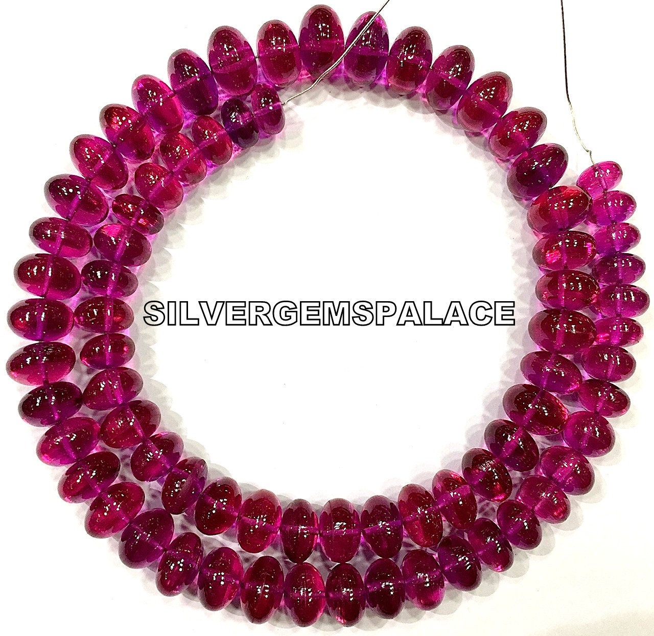 Rarest~aaaa+ Pink Sapphire Smooth Rondelle Beads Rubellite Color Rondelle Beads Sapphire Gemstone Beads Large Rondelle Beads Necklace.