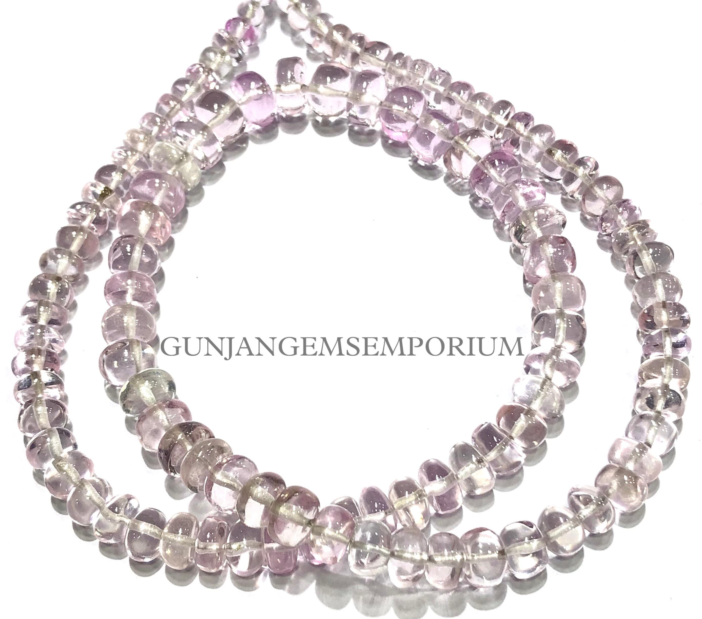 Rarest~~light Pink Sapphire Beads Aaa+ Pink Sapphire Smooth Rondelle Beads 6-8mm Smooth Sapphire Rondelles 18” Sapphire Gemstone Necklace