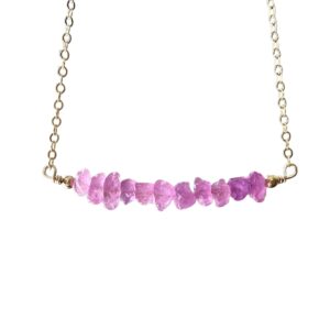 Raw Pink Sapphire Necklace: September Birthstone, Gold Filled or Sterling Silver Raw Pink Sapphire Necklace: September Birthstone, Gold Filled or Sterling Silver