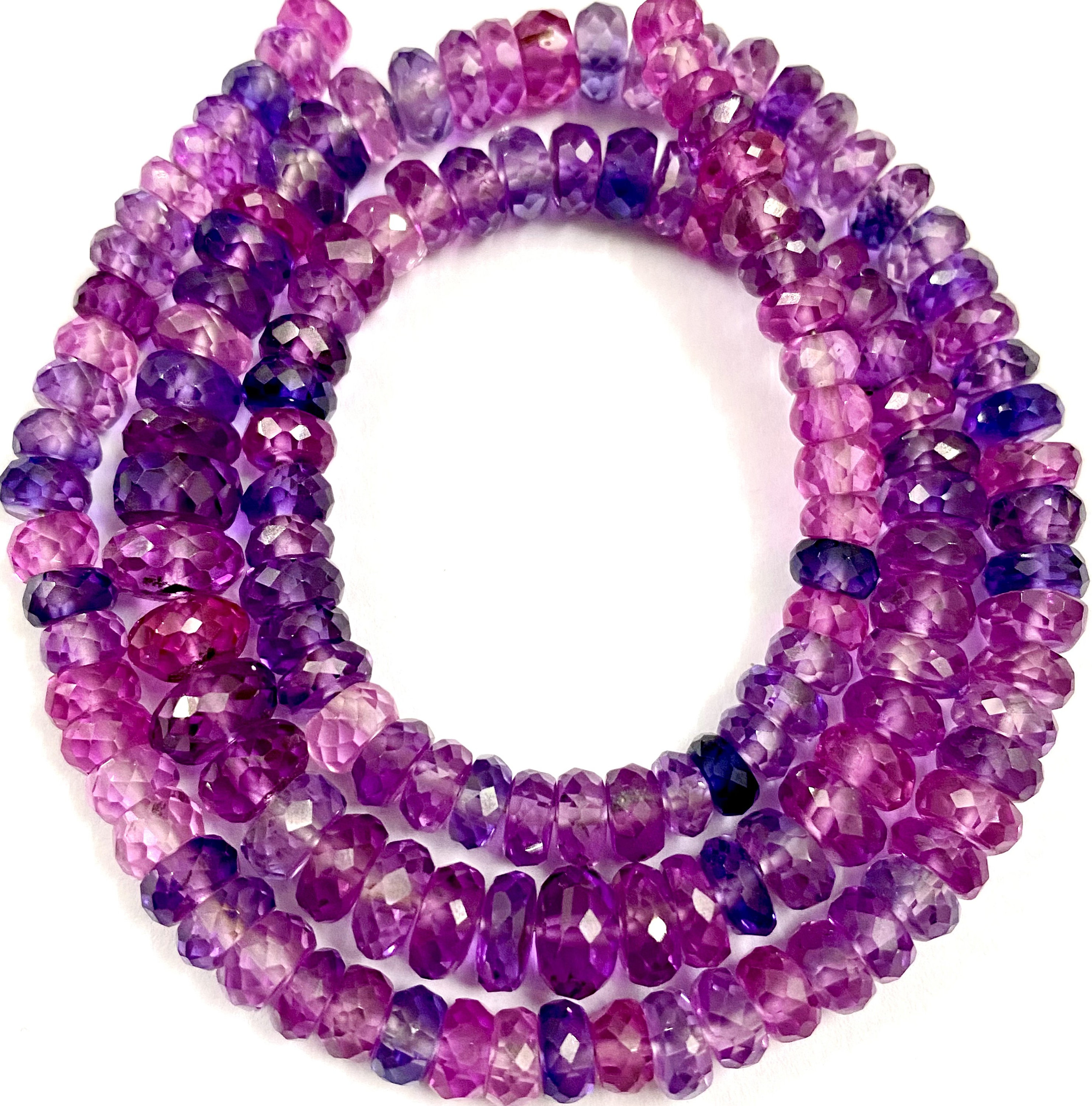 So Gorgeous~~aaa++ Mix Pink Sapphire Faceted Rondelle Beads 17” Pinkish Purple Sapphire Gemstone Beads 5-6mm Pink Sapphire Necklace Jewelry