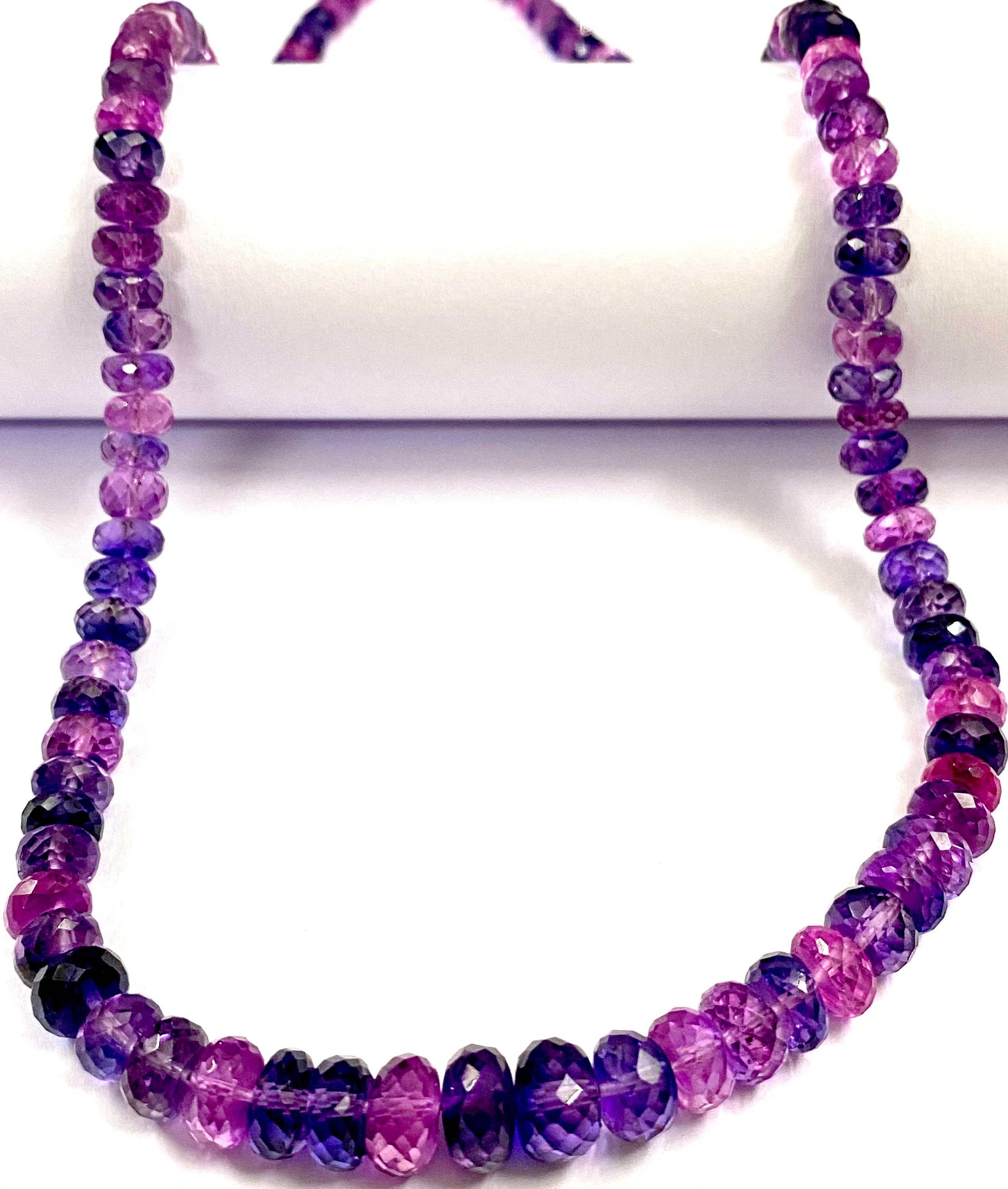So Gorgeous~~aaa++ Mix Pink Sapphire Faceted Rondelle Beads 20” Pinkish Purple Sapphire Gemstone Beads 5-8mm Pink Sapphire Necklace Jewelry