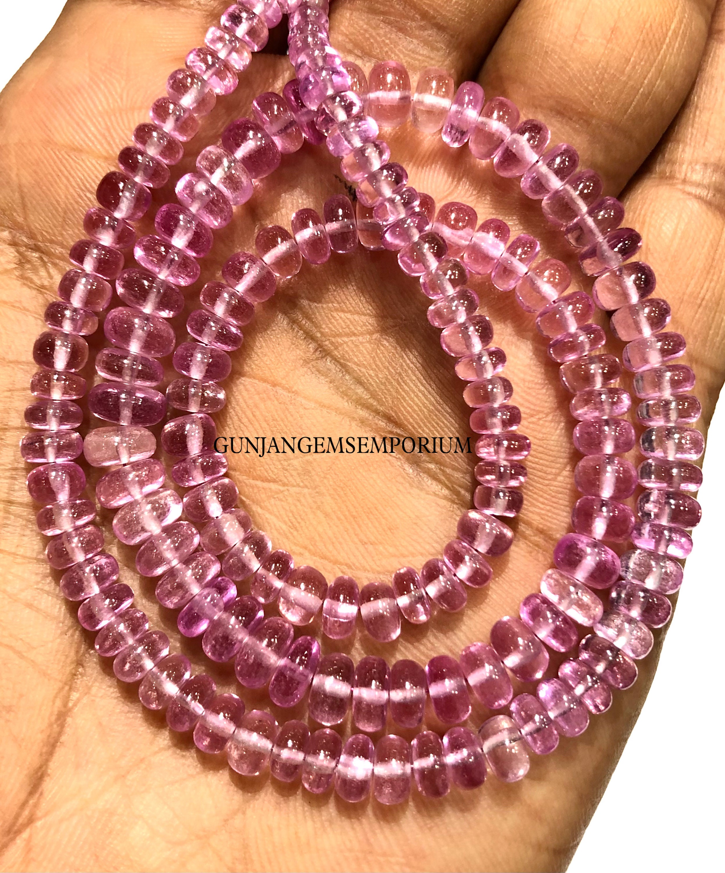 So Rare~~aaa+ Pink Sapphire Smooth Rondelle Beads Light Pink Sapphire Rondelles Smooth Sapphire Gemstone Bead 4-6mm Sapphire Beaded Necklace