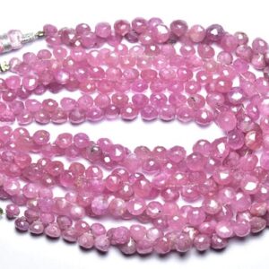 Pink Sapphire Onion Beads - 8 Inches - Natural Beautiful Faceted Pink Sapphire Onion Briolette Strand - Size Is 4 - 6 Mm #2764