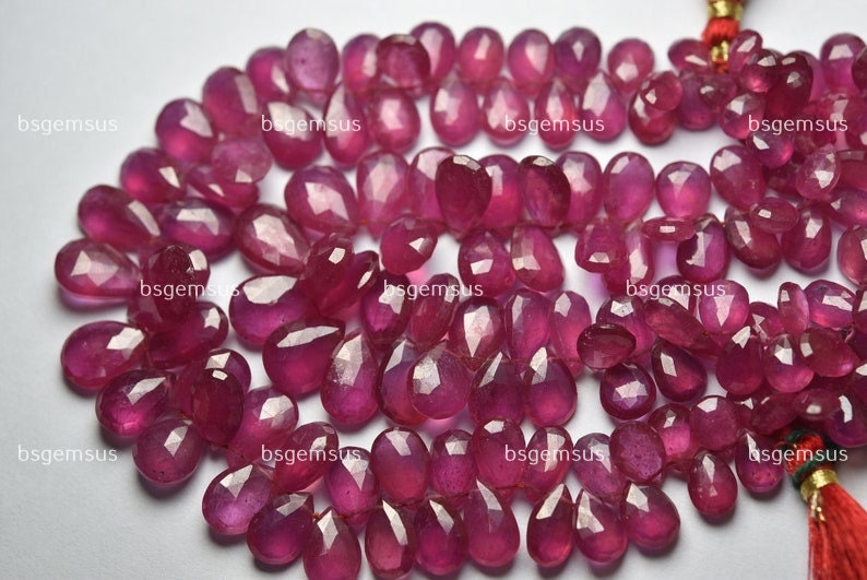 10 Beads,finest Quality,natural Pink Sapphire Faceted Pear Shaped Briolette,size 7-9mm 10 Beads,finest Quality,natural Pink Sapphire Faceted Pear Shaped Briolette,size 7-9mm