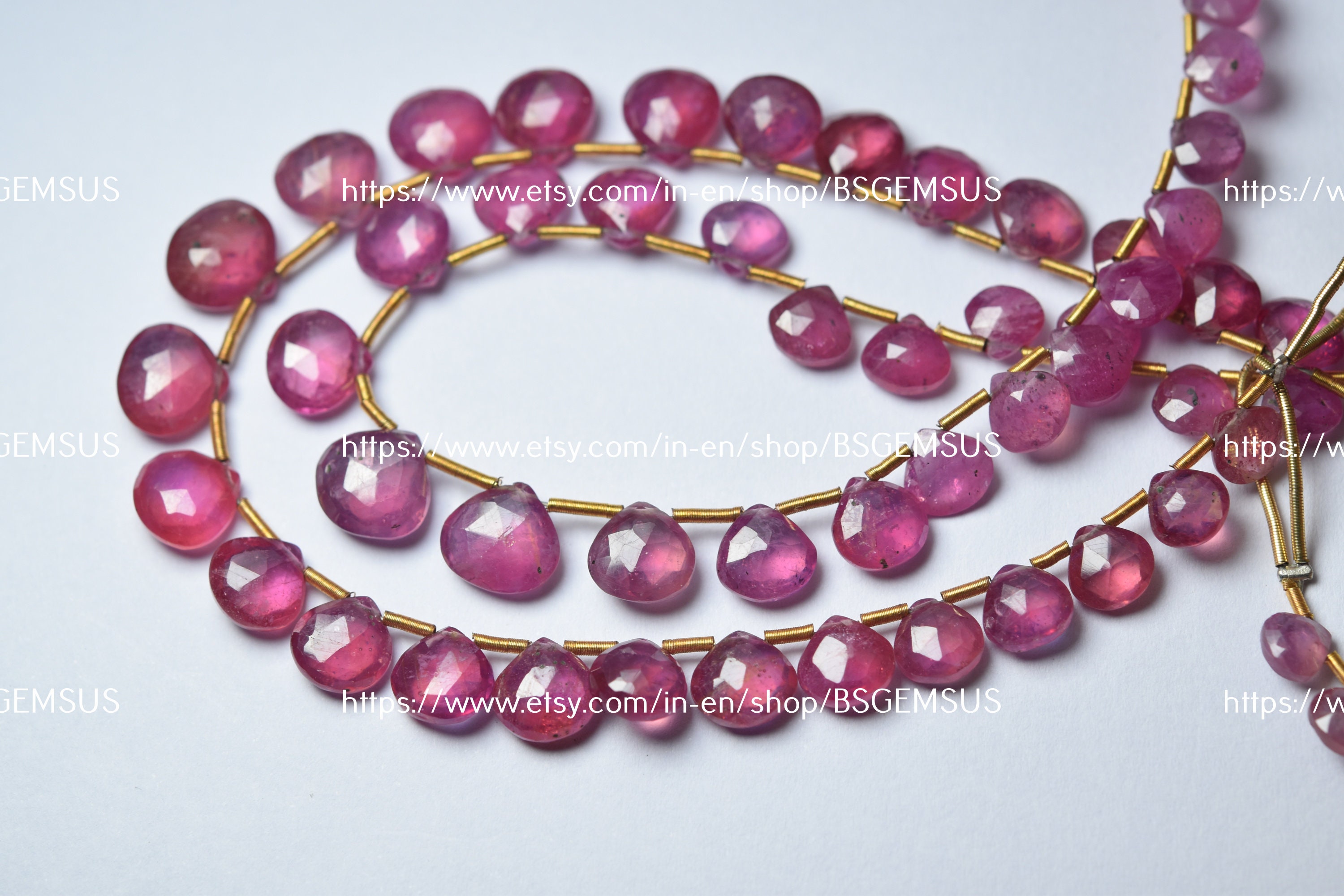 10 Beads,natural Pink Sapphire Faceted Heart Shaped Briolette,size 5-5.5mm 10 Beads,natural Pink Sapphire Faceted Heart Shaped Briolette,size 5-5.5mm