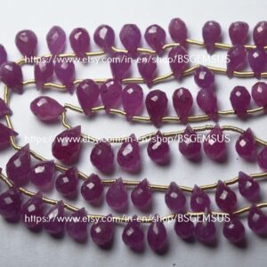 10 Beads,Natural Pink Sapphire Faceted Drops Shaped Briolette,Size 6-7mm