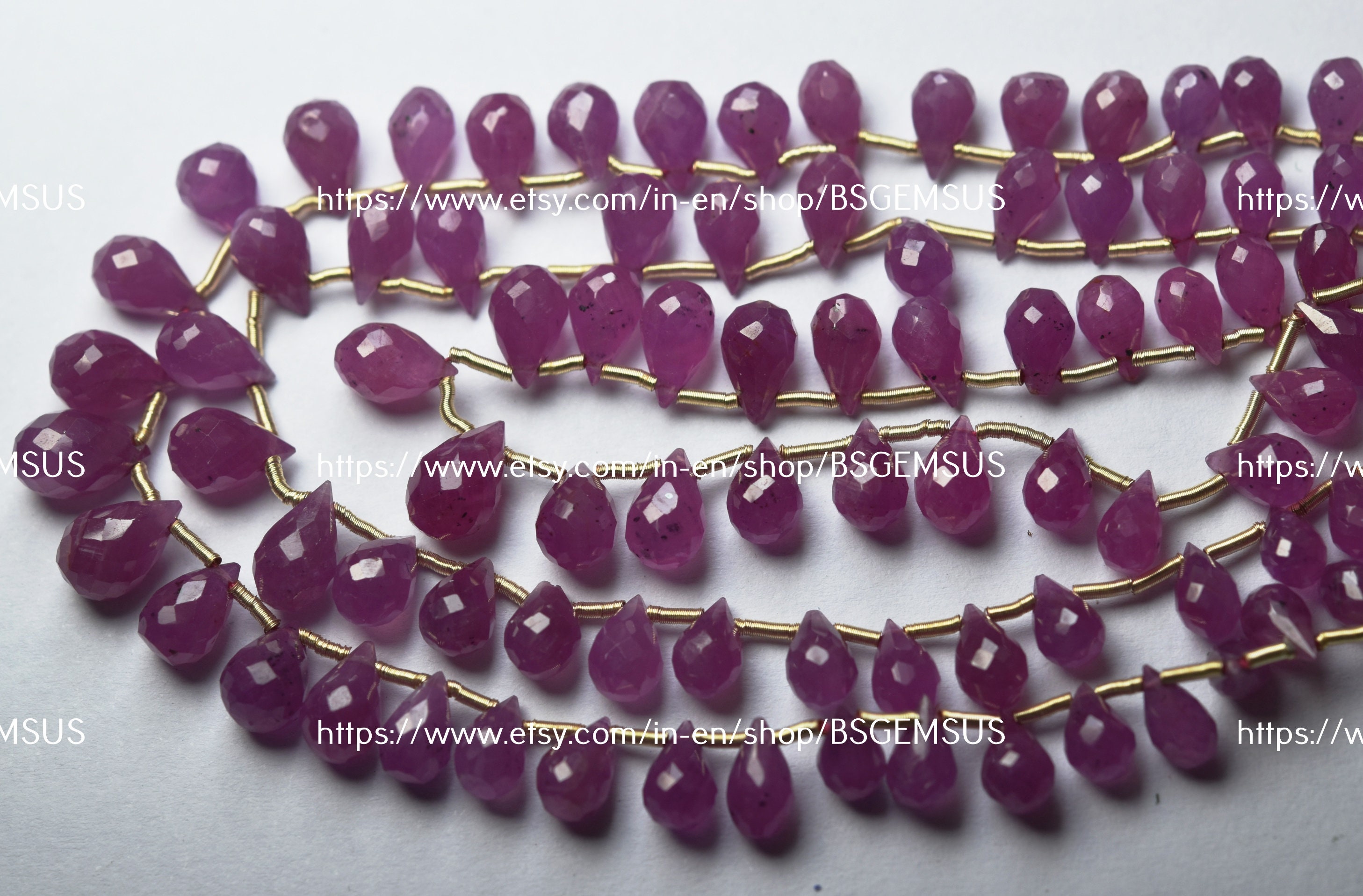 10 Beads,natural Pink Sapphire Faceted Drops Shaped Briolette,size 6-7mm 10 Beads,natural Pink Sapphire Faceted Drops Shaped Briolette,size 6-7mm
