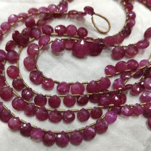 10 Beads,Natural Pink Sapphire Faceted Heart Shaped Briolette,Size 5.5-6mm