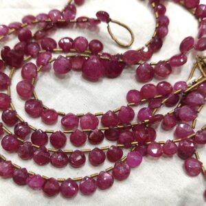 10 Beads,Natural Pink Sapphire Faceted Heart Shaped Briolette,Size 5.5-6mm