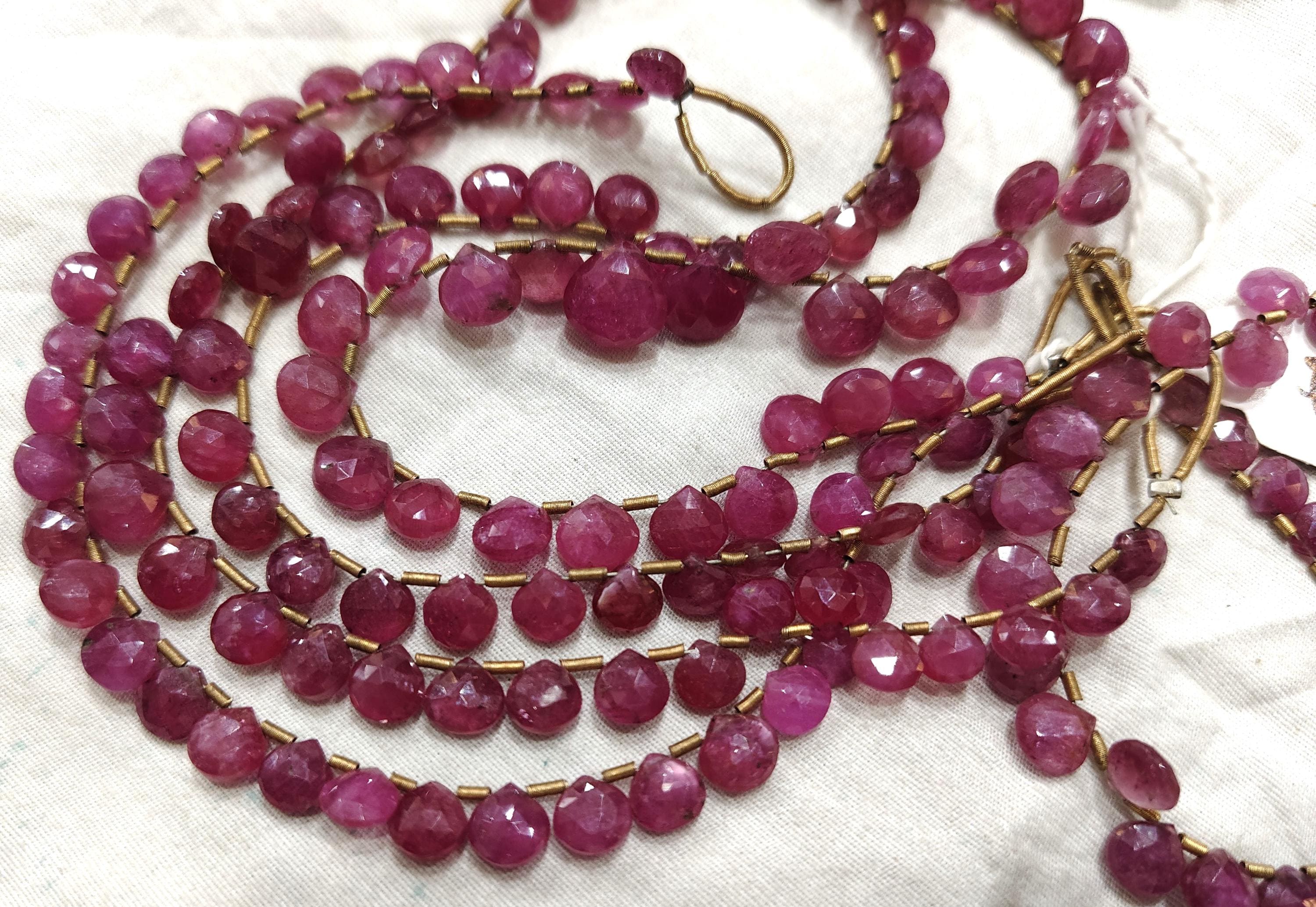 10 Beads,natural Pink Sapphire Faceted Heart Shaped Briolette,size 5.5-6mm