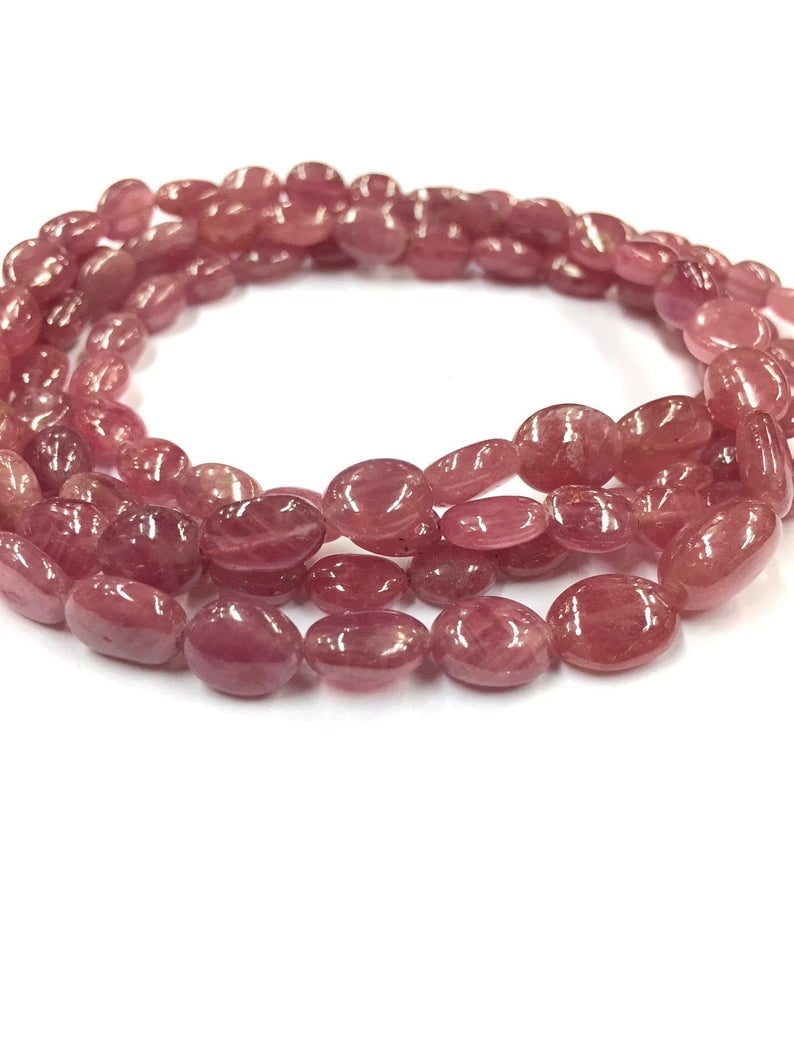 6-7 Mm Gemstone Beads 18"sapphire Strand Natural Smooth Rare Pink Sapphire Oval Shape Beads  Wholesale Price Rare Sapphire