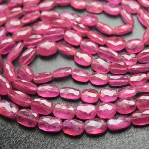 7 Inches Strand,Natural Pink Sapphire Faceted Oval Beads.Size 8-10mm