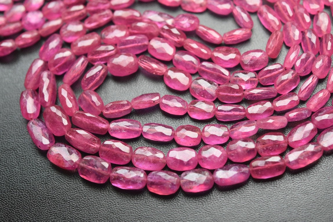 7 Inches Strands,natural Pink Sapphire Faceted Oval Beads.size 7-9mm