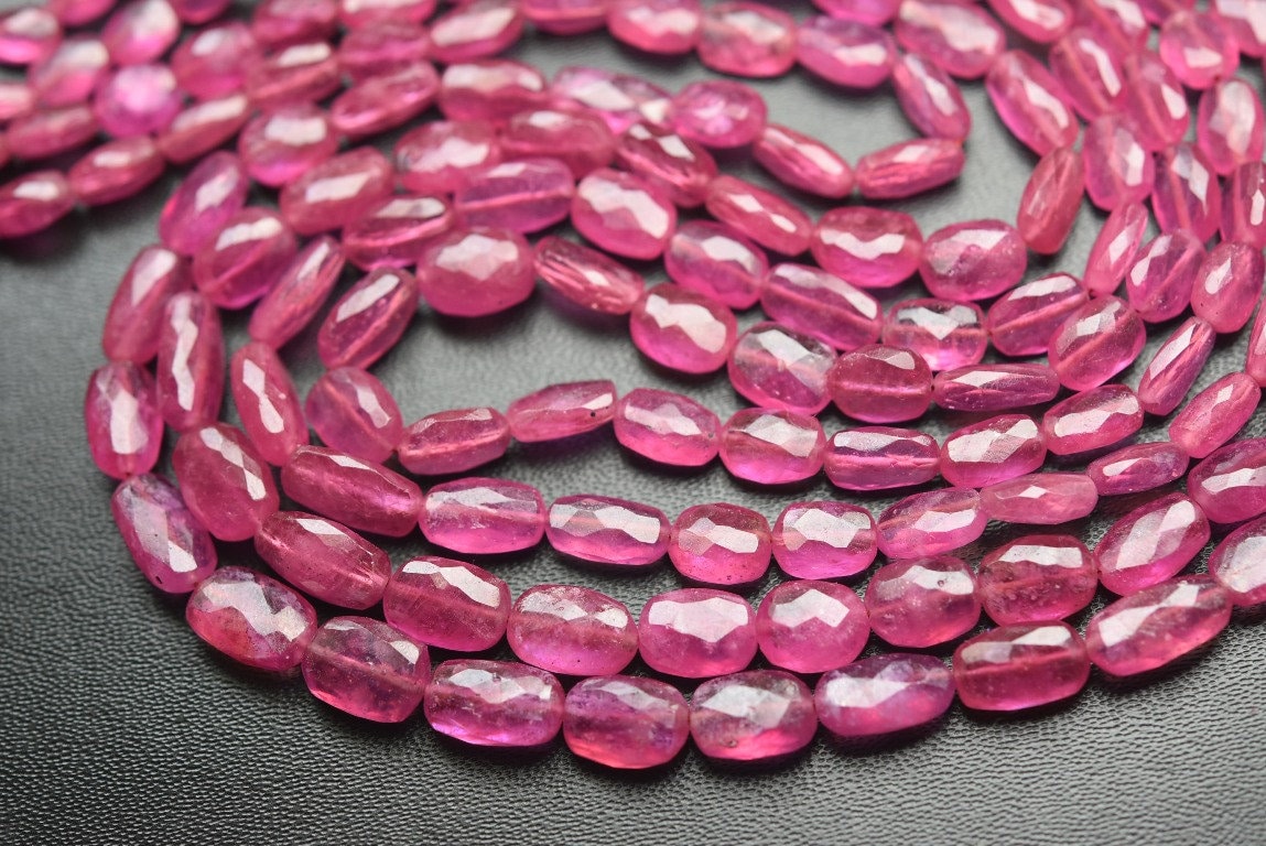 7 Inches Strand,natural Pink Sapphire Faceted Oval Beads.size 8-10mm 7 Inches Strand,natural Pink Sapphire Faceted Oval Beads.size 8-10mm